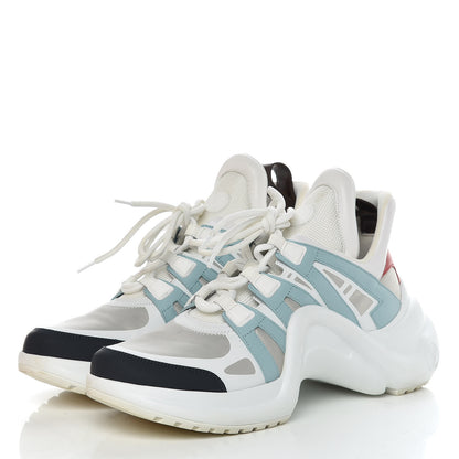 Louis Vuitton Calfskin Technical Nylon LV Archlight Sneakers 41 White Blue Gris 3 of 18
