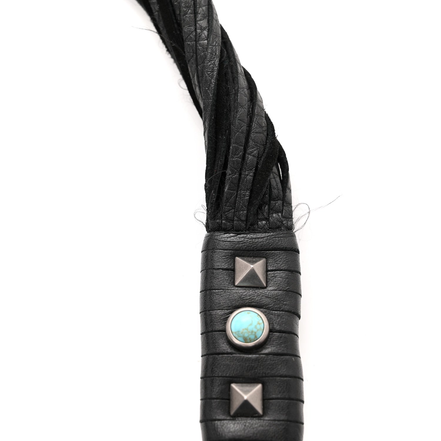 Valentino Garavani Pebbled Calfskin Embroidered Rockstud Rolling Fringe Messenger Black 15 of 15