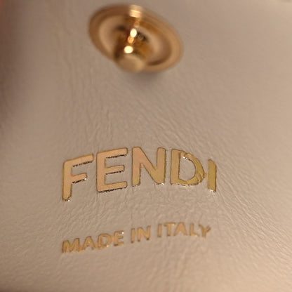 Fendi Vitello Seta Glazed Fabric FF 1974 Medium Peekaboo X-Lite Barolo Mogano Panna 6 of 8