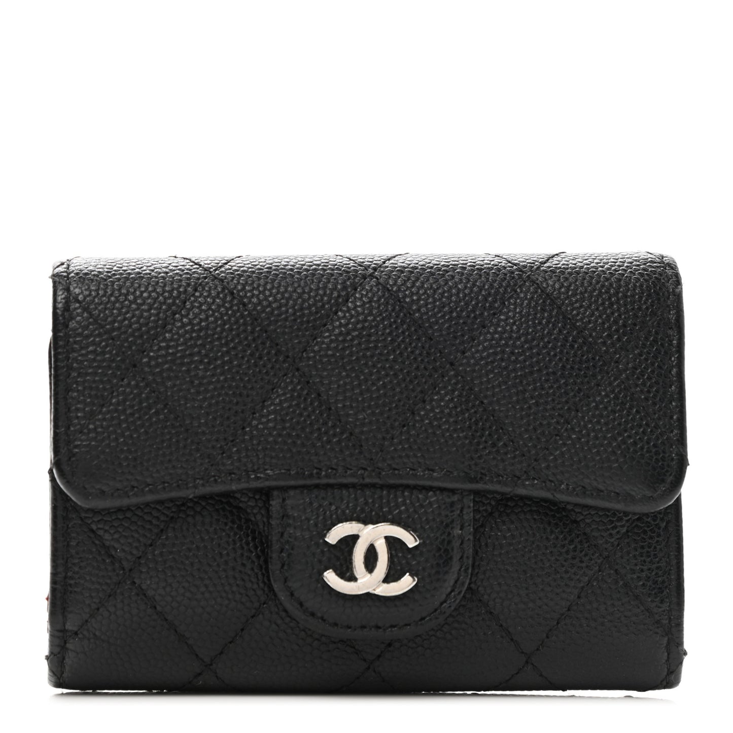Caviar Quilted Classic 4 Key Holder Wallet Black