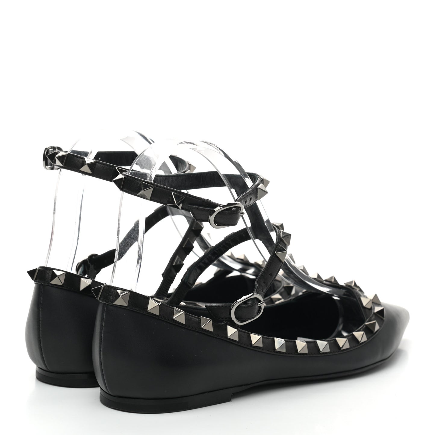 Nappa Rockstud Cage Ballerina Flats 38 Black