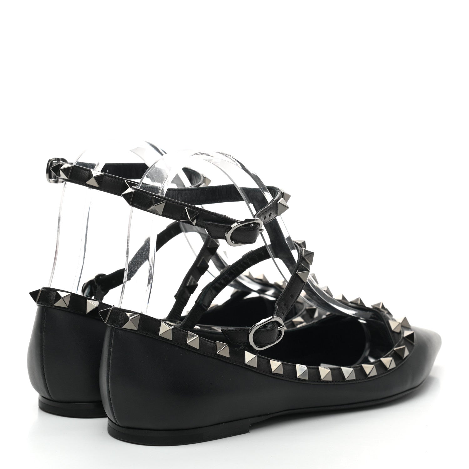 Valentino Garavani Nappa Rockstud Cage Ballerina Flats 38 Black 4 of 8