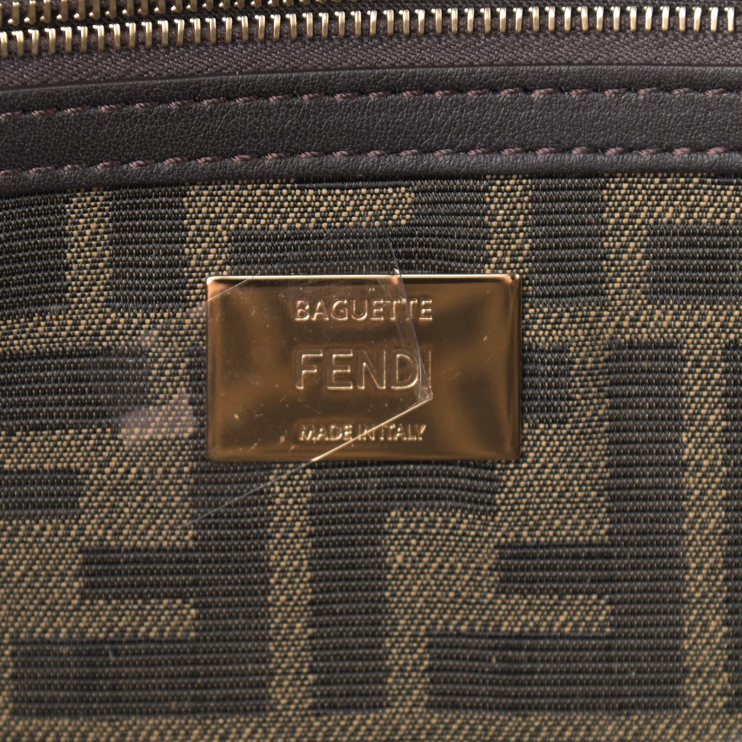 Fendi Fabric Jacquard FF 1974 Medium Baguette Tobacco Moro Black 6 of 9