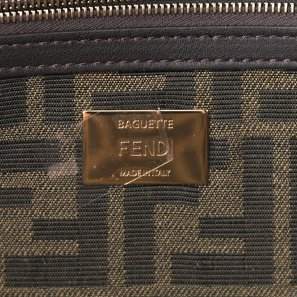 Fendi Fabric Jacquard FF 1974 Medium Baguette Tobacco Moro Black 6 of 9