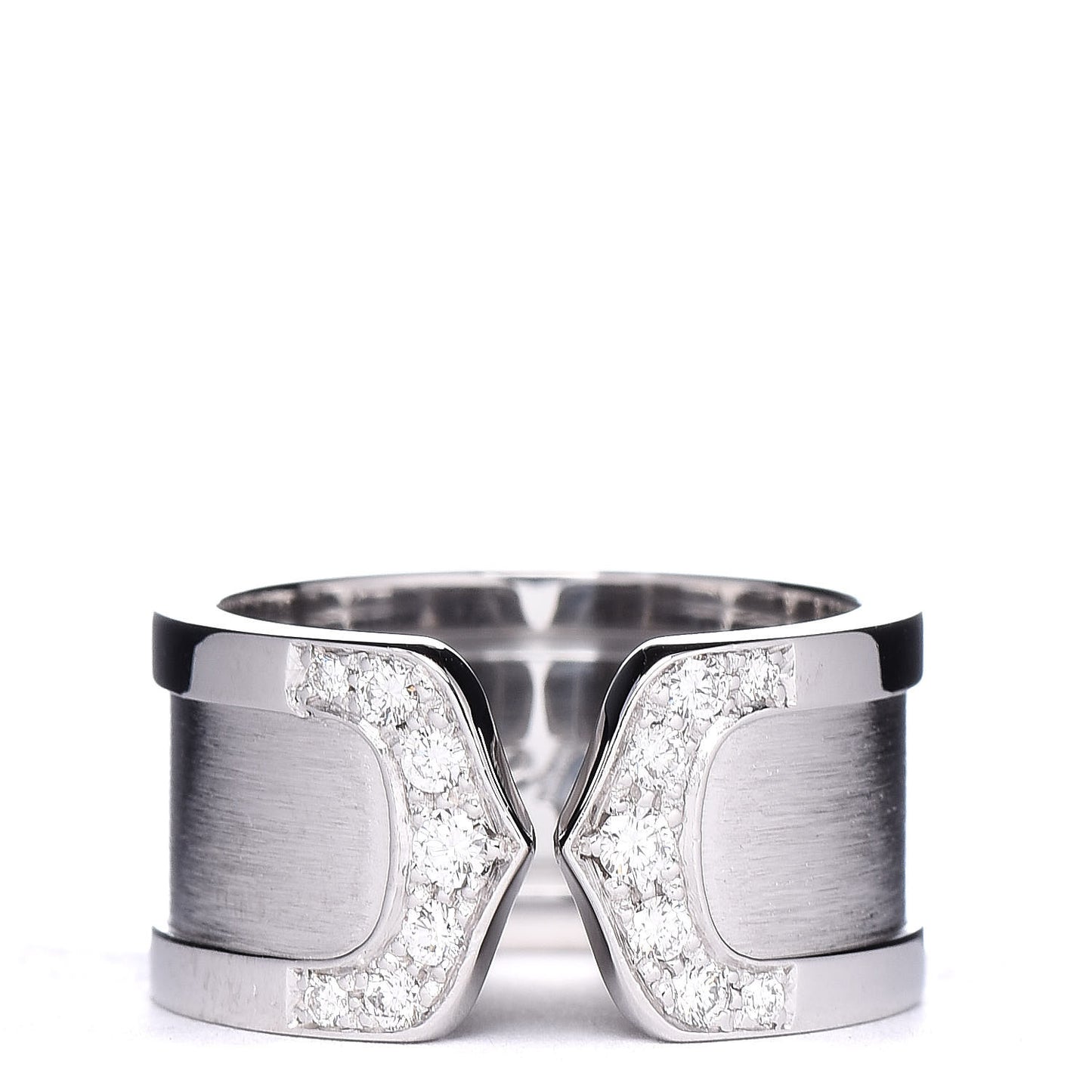 18K White Gold Diamond 10mm Logo De Ring 50 5.25