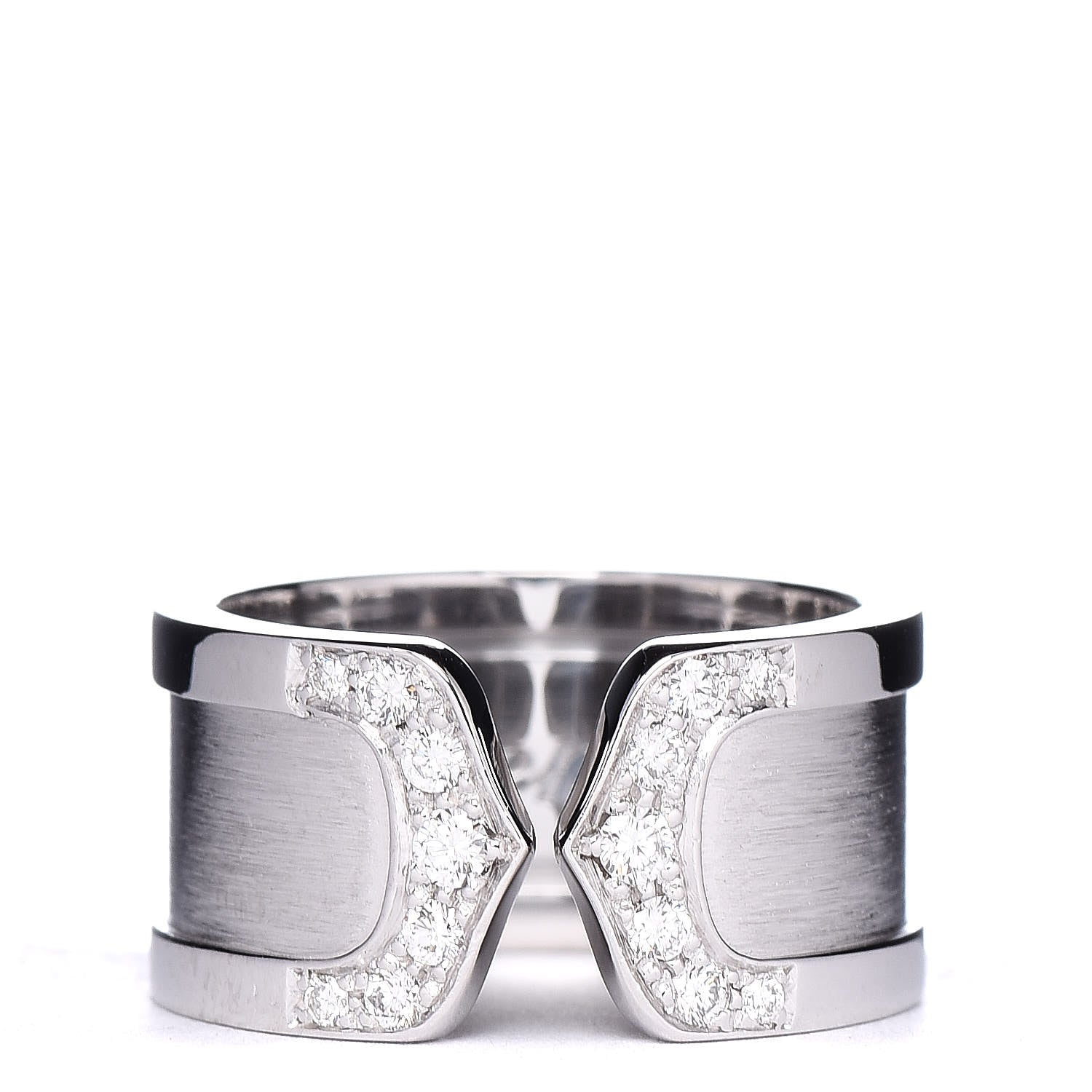 Cartier 18K White Gold Diamond 10mm Logo De Ring 50 5.25 1 of 5