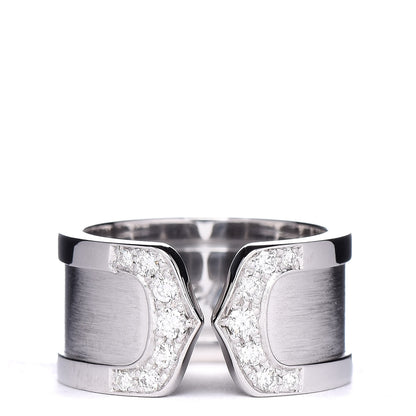 Cartier 18K White Gold Diamond 10mm Logo De Ring 50 5.25 1 of 5
