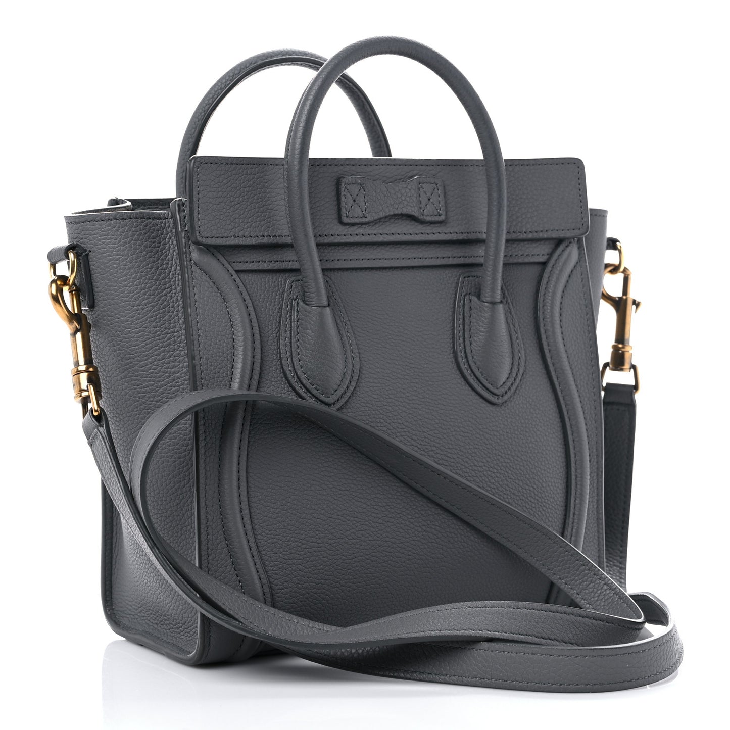 Baby Drummed Calfskin Nano Luggage Kohl