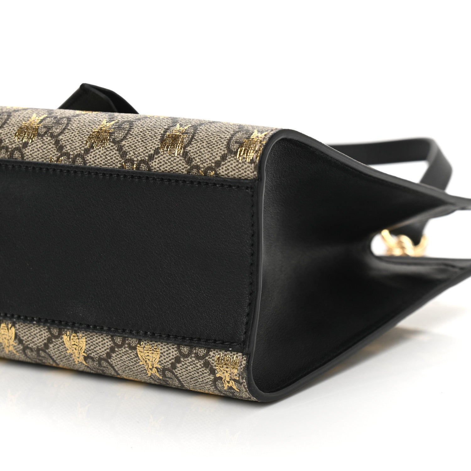 Gucci GG Supreme Monogram Bees Small Padlock Tote Beige Oro Black 10 of 10