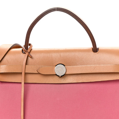 Hermes Vache Hunter Toile Herbag Zip 31 PM Rose Lipstick Natural 9 of 13