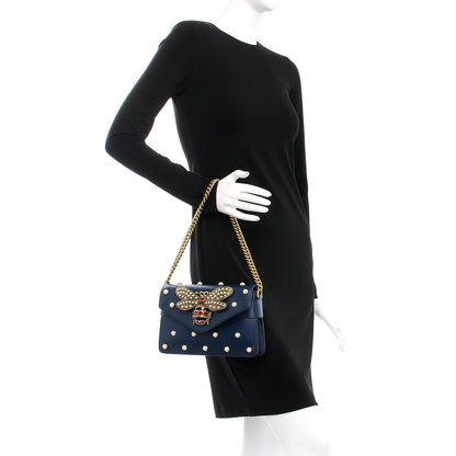 Gucci Nappa Pearl Studded Mini Queen Margaret Broadway Shoulder Bag Blue Agata 2 of 9