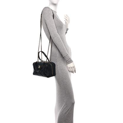 Chanel Lambskin Quilted Easy Carry Bowling Bag Black 2 of 10