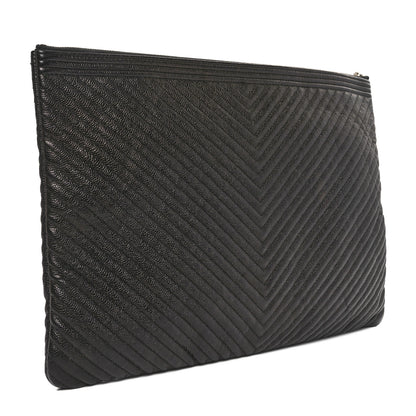Chanel Caviar Chevron Boy Zip Pouch Black 3 of 10