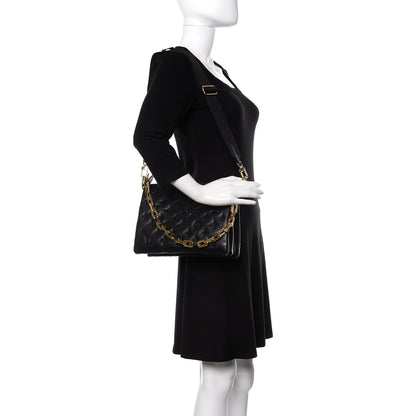 Louis Vuitton Lambskin Embossed Monogram Coussin PM Black 2 of 10