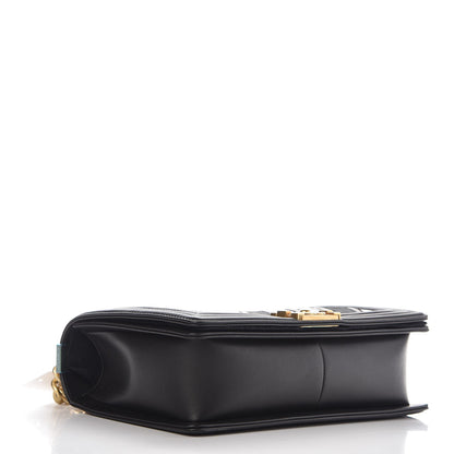 Chanel Calfskin Caviar Suede Chevron New Medium Boy Flap Black 4 of 8