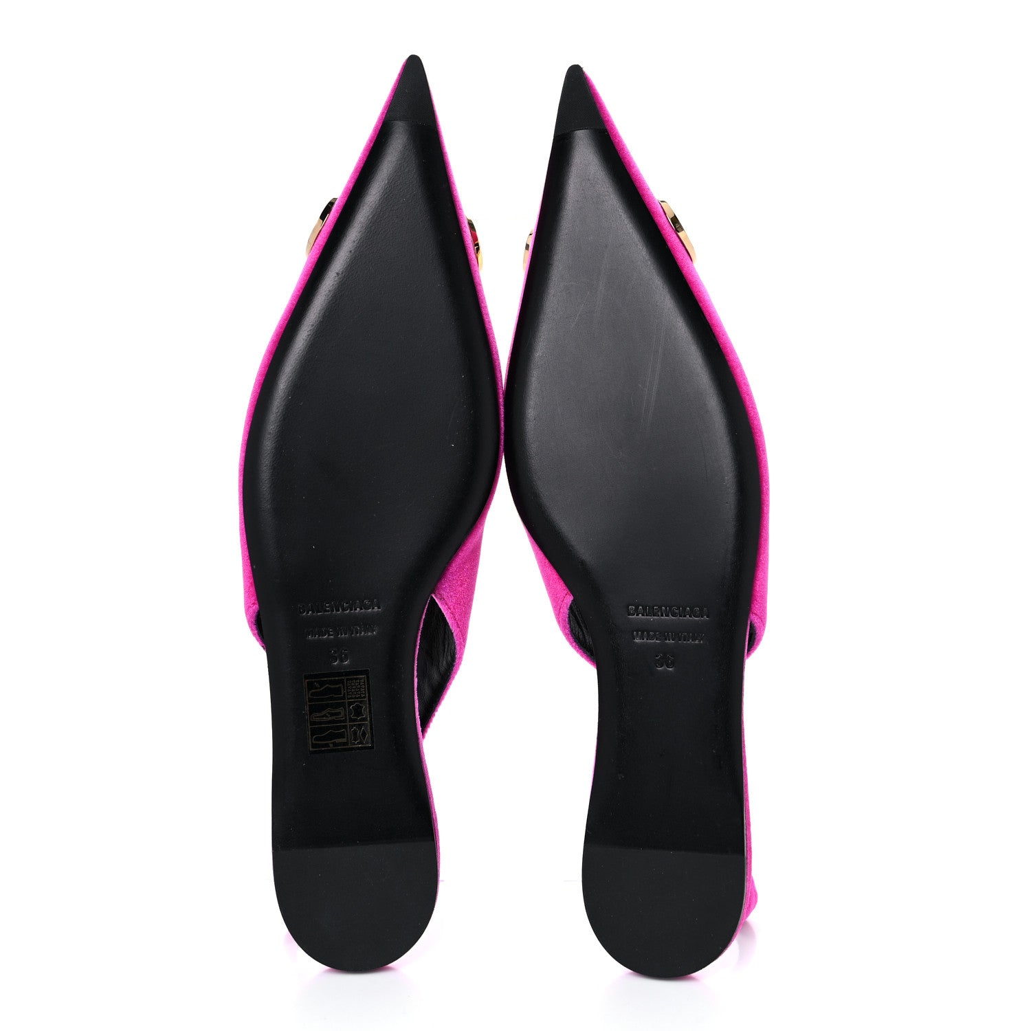 Balenciaga Velvet BB Knife Pointy Toe Slingback Flats 36 Pink 5 of 9
