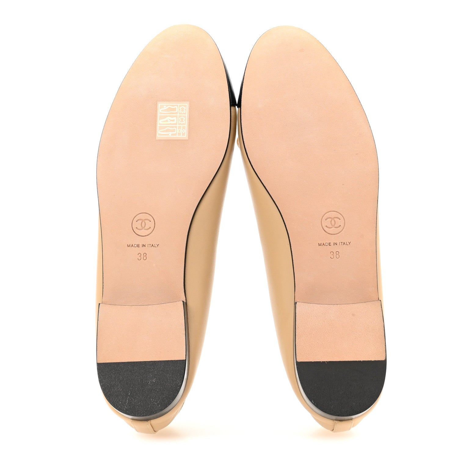 Chanel Lambskin Cap Toe CC Ballerina Flats 38 Beige Black 6 of 10