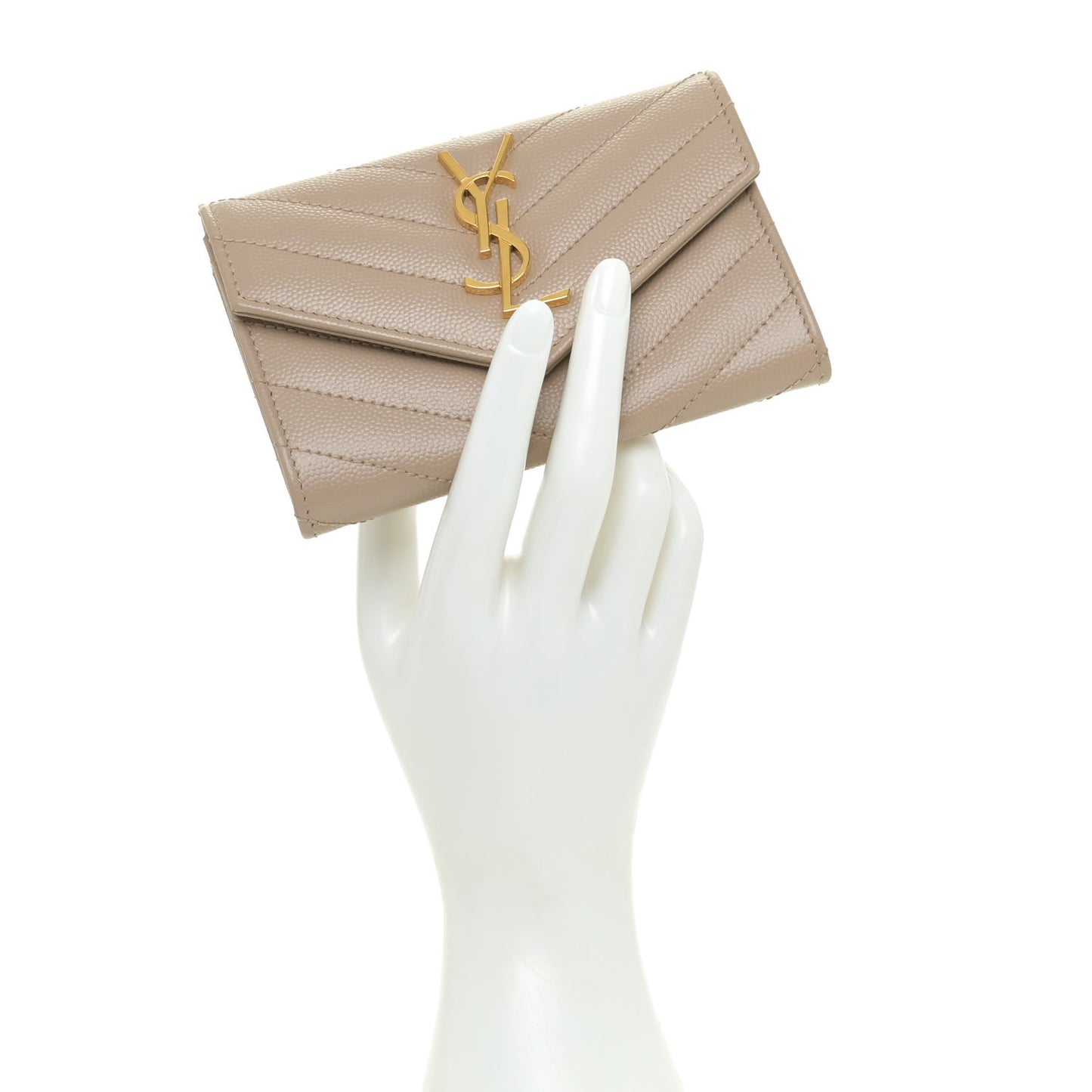 Grain De Poudre Matelasse Chevron Small Monogram Envelope Wallet Dusty Grey