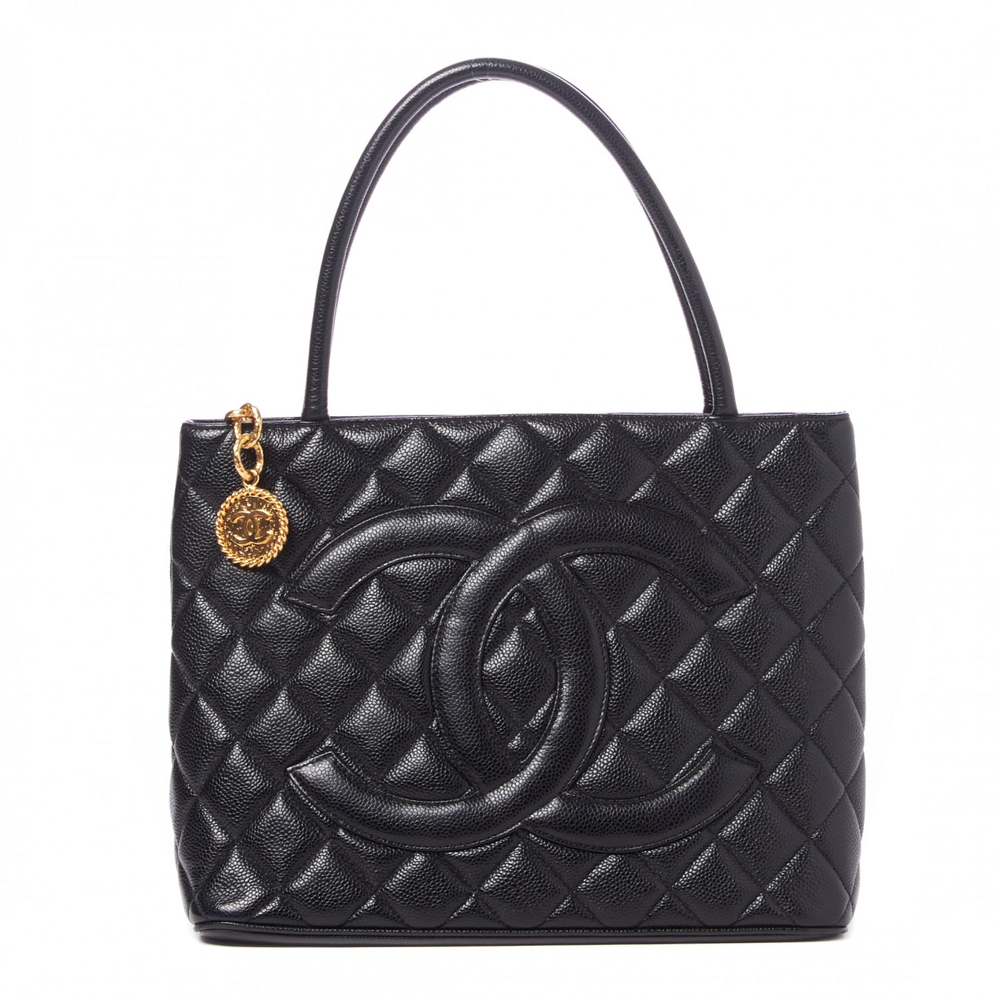 Caviar Quilted Medallion Tote Black