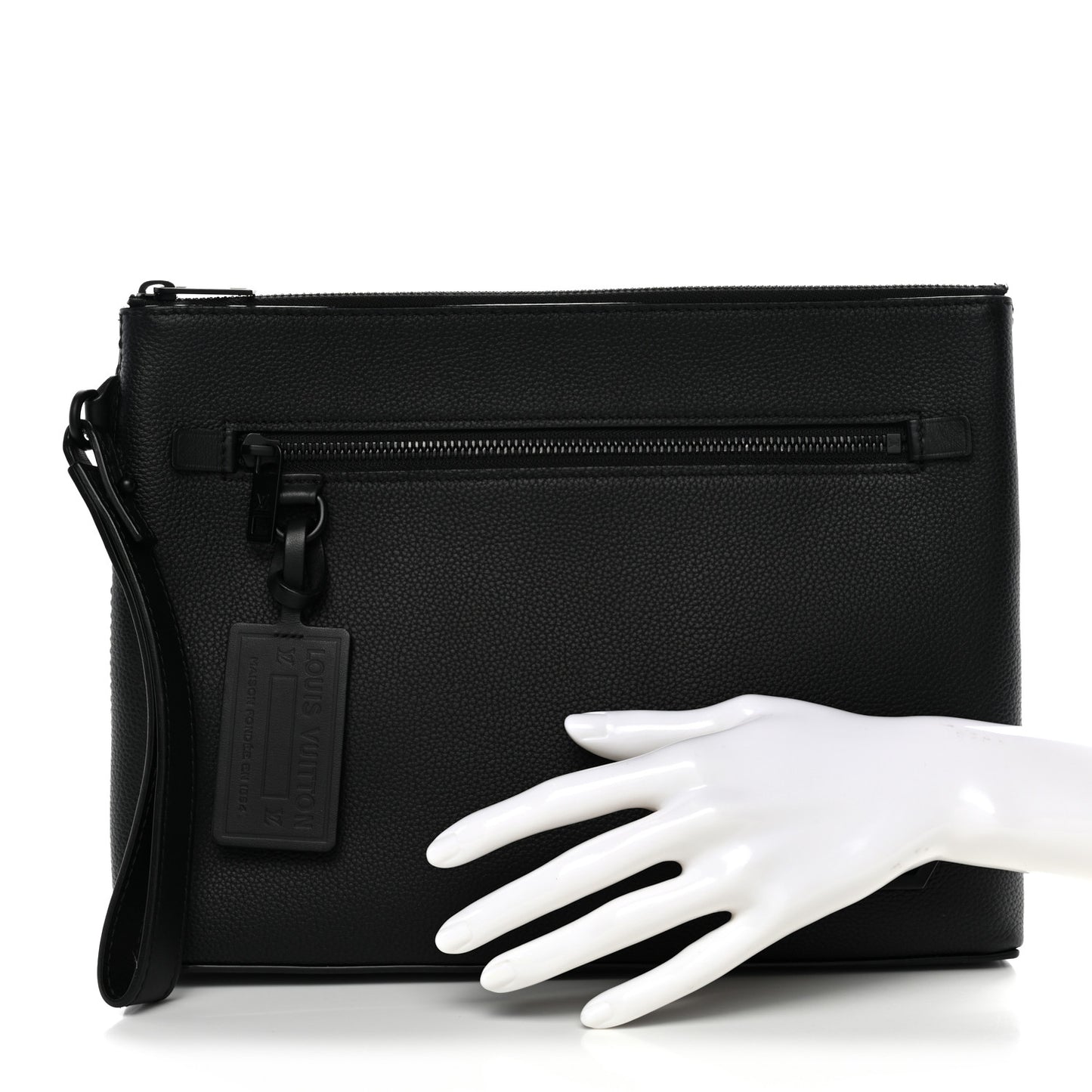 Grained Calfskin Aerogram Takeoff Pouch Black