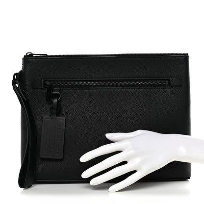 Louis Vuitton Grained Calfskin Aerogram Takeoff Pouch Black 2 of 8