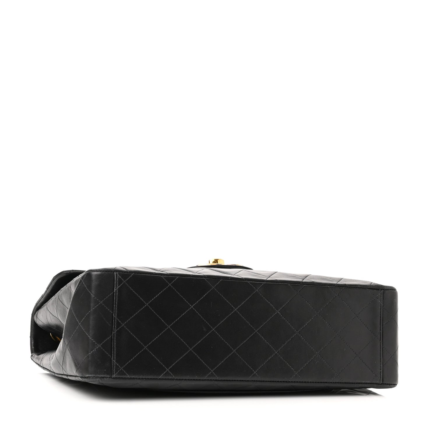 Lambskin Quilted XL Jumbo Single Flap Black
