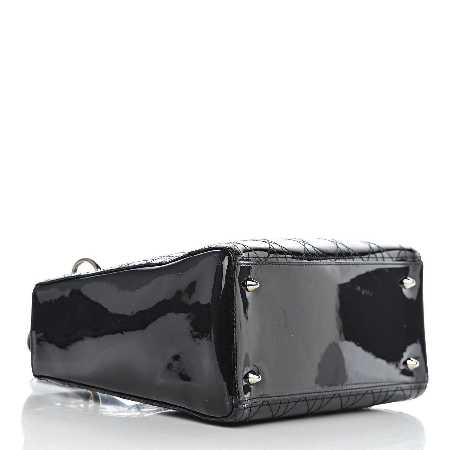 Patent Cannage Stitched Medium Lady Dior Black