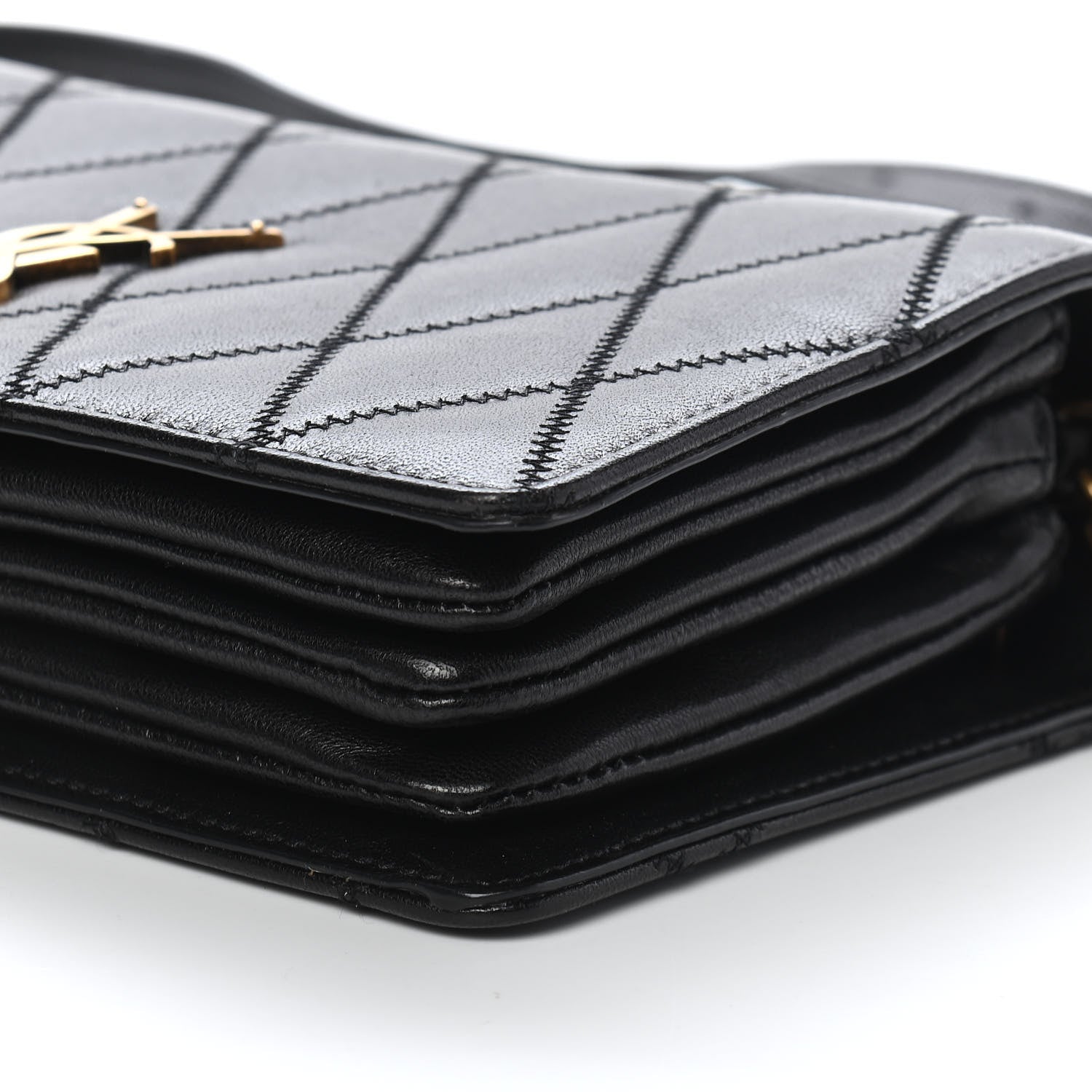 Saint Laurent Lambskin Diamond Quilted Monogram Angie Chain Bag Black 9 of 9