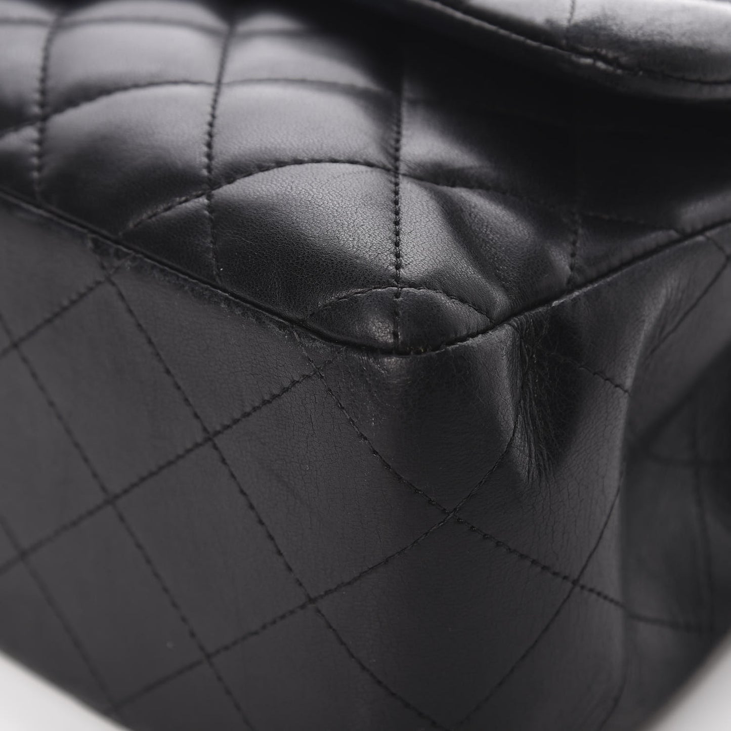 Lambskin Quilted Jumbo Double Flap Black