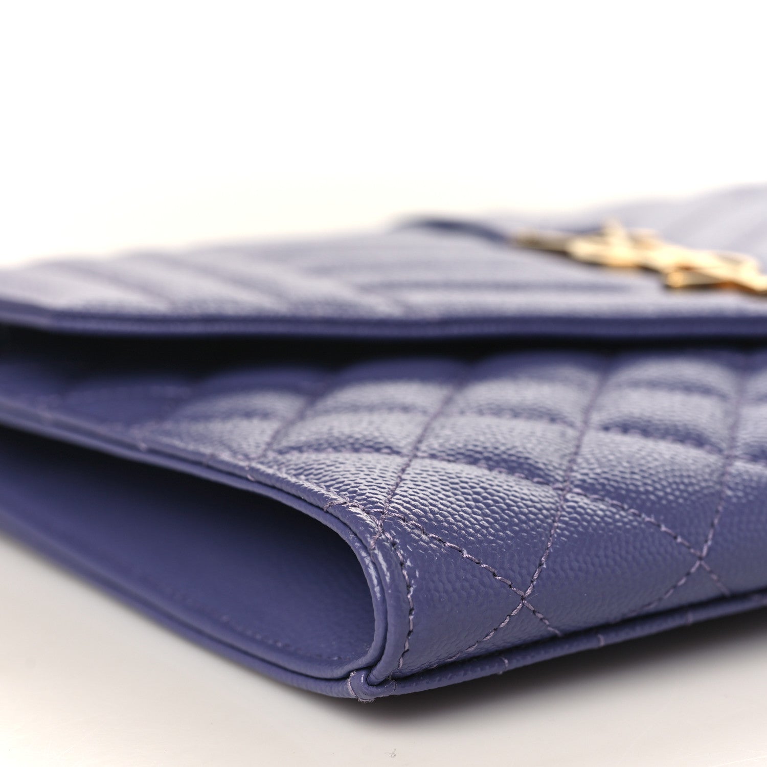 Saint Laurent Grain De Poudre Textured Mixed Matelasse Triquilt Monogram Clutch Dark Wisteria 8 of 10