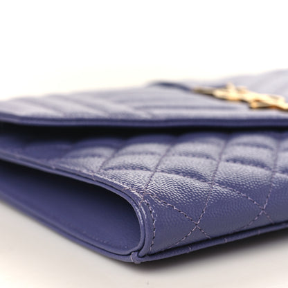 Saint Laurent Grain De Poudre Textured Mixed Matelasse Triquilt Monogram Clutch Dark Wisteria 8 of 10