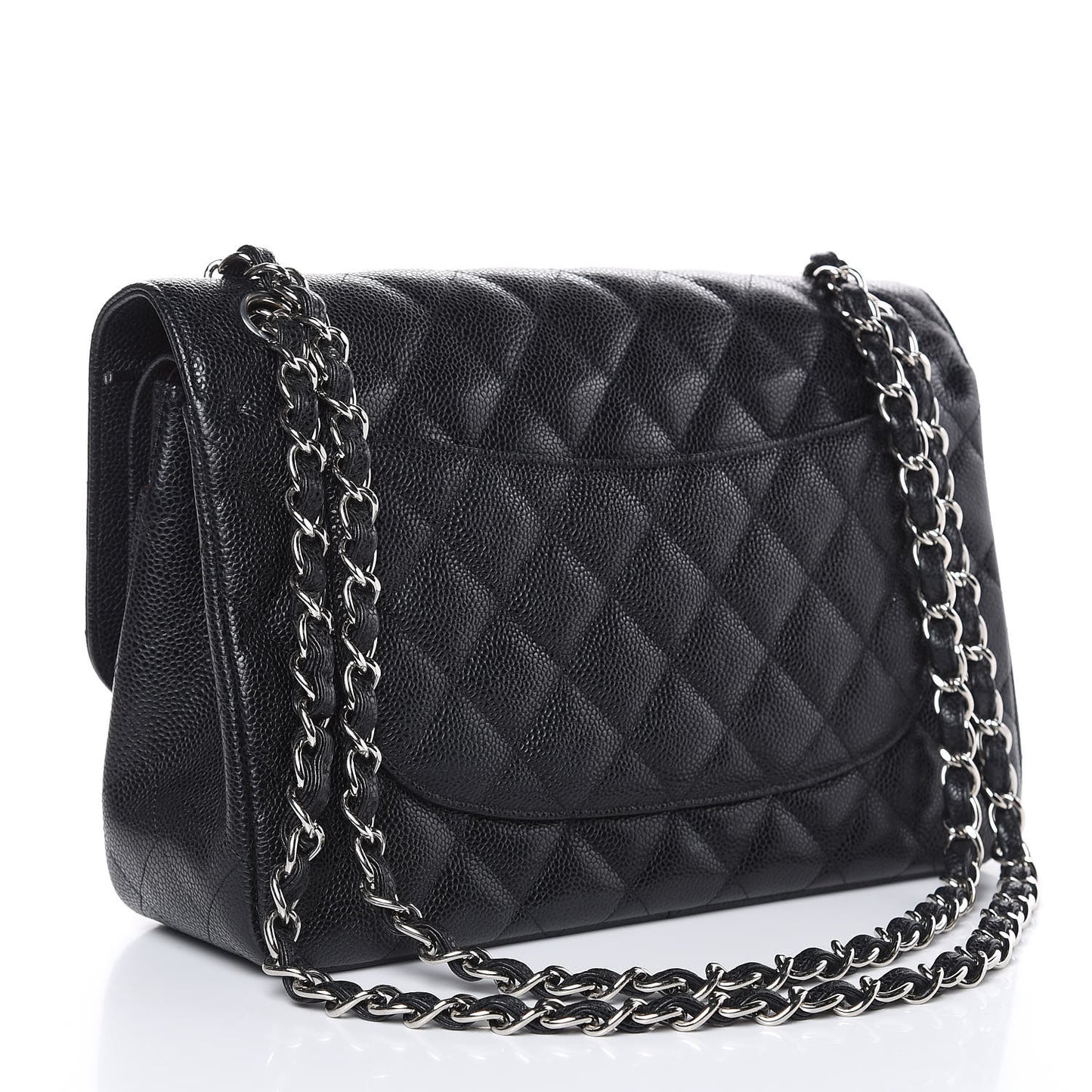 Caviar Quilted Jumbo Double Flap Black