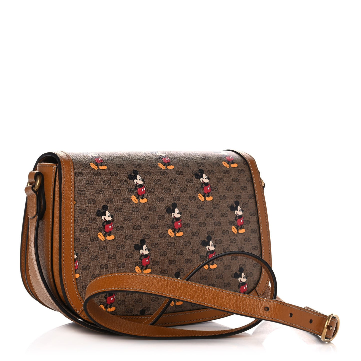 X DISNEY Mini Vintage GG Supreme Monogram Mickey Mouse Small Flap Messenger Bag Beige Vintage Sun Oil