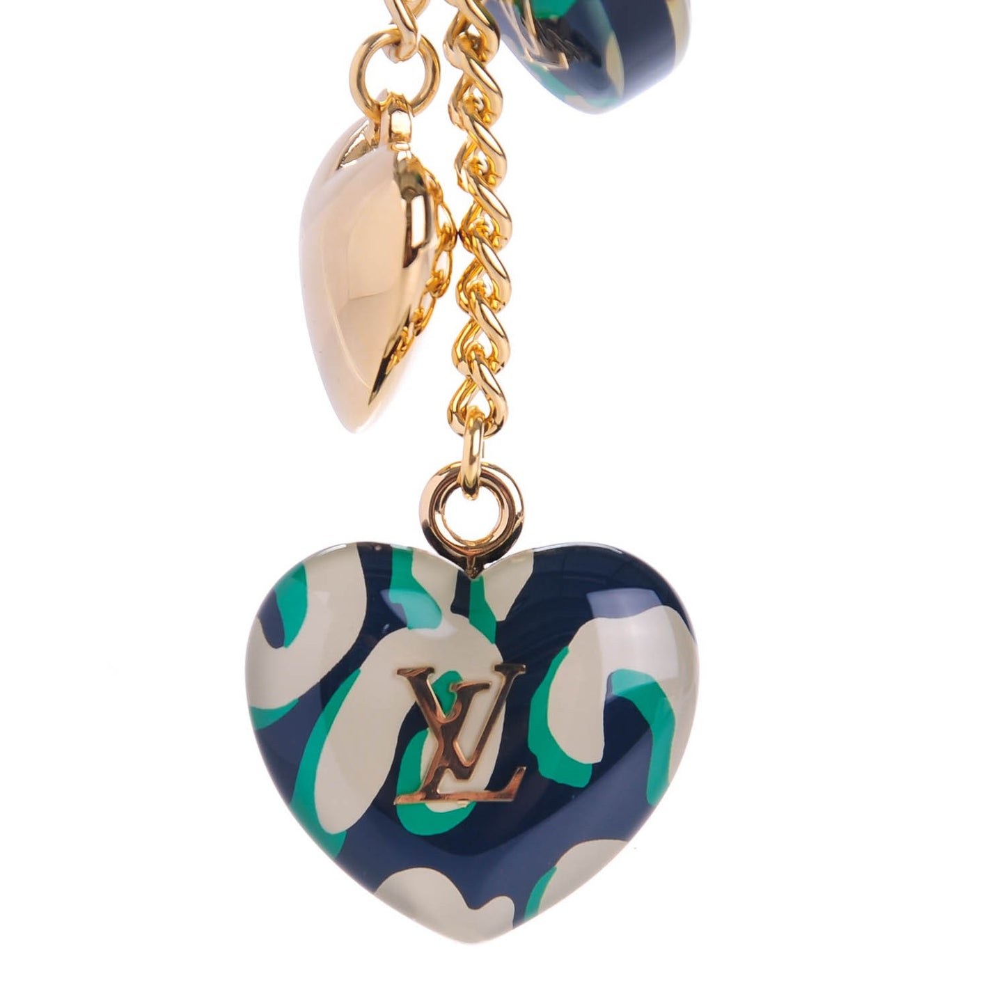 Leopard Heart Bag Charm Key Holder Blue Infini