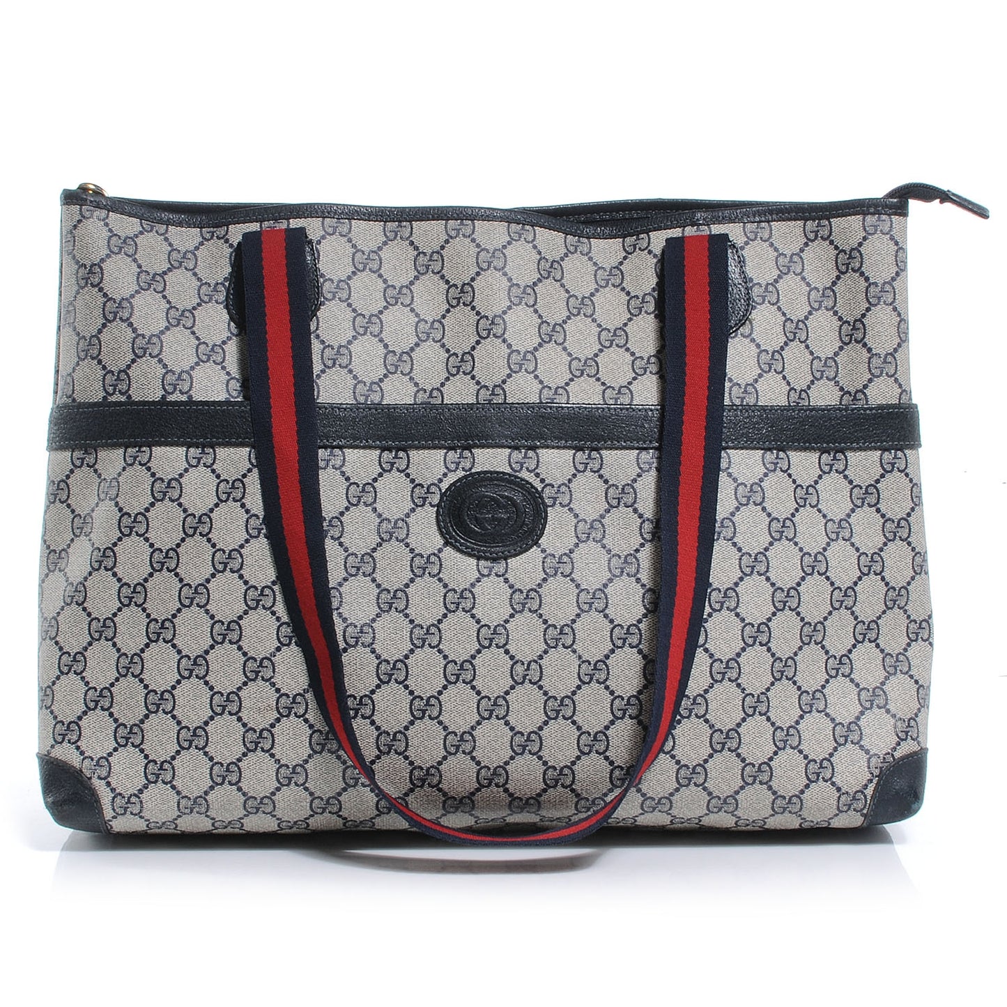 Monogram Web Handle Tote Navy