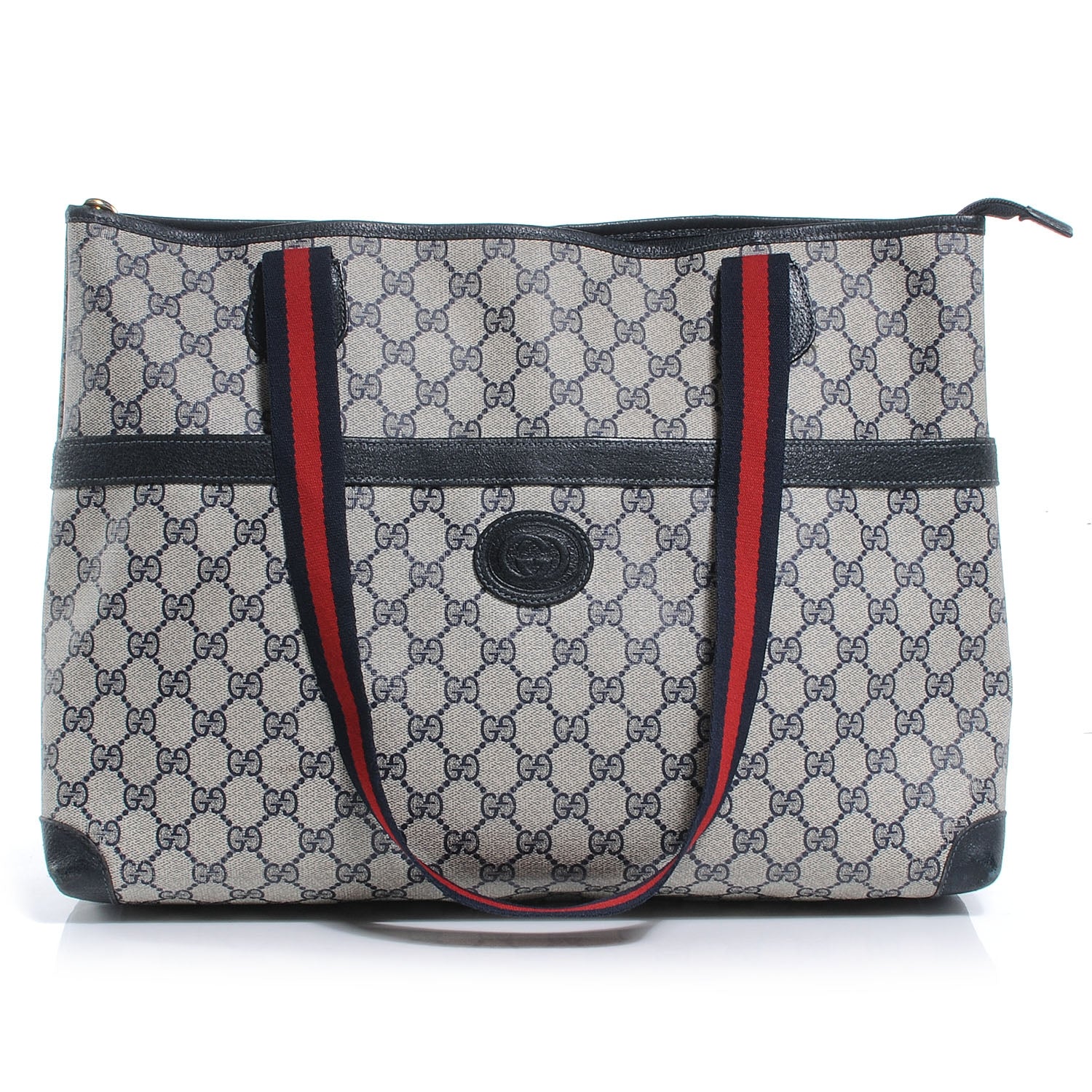 Gucci Monogram Web Handle Tote Navy 1 of 10
