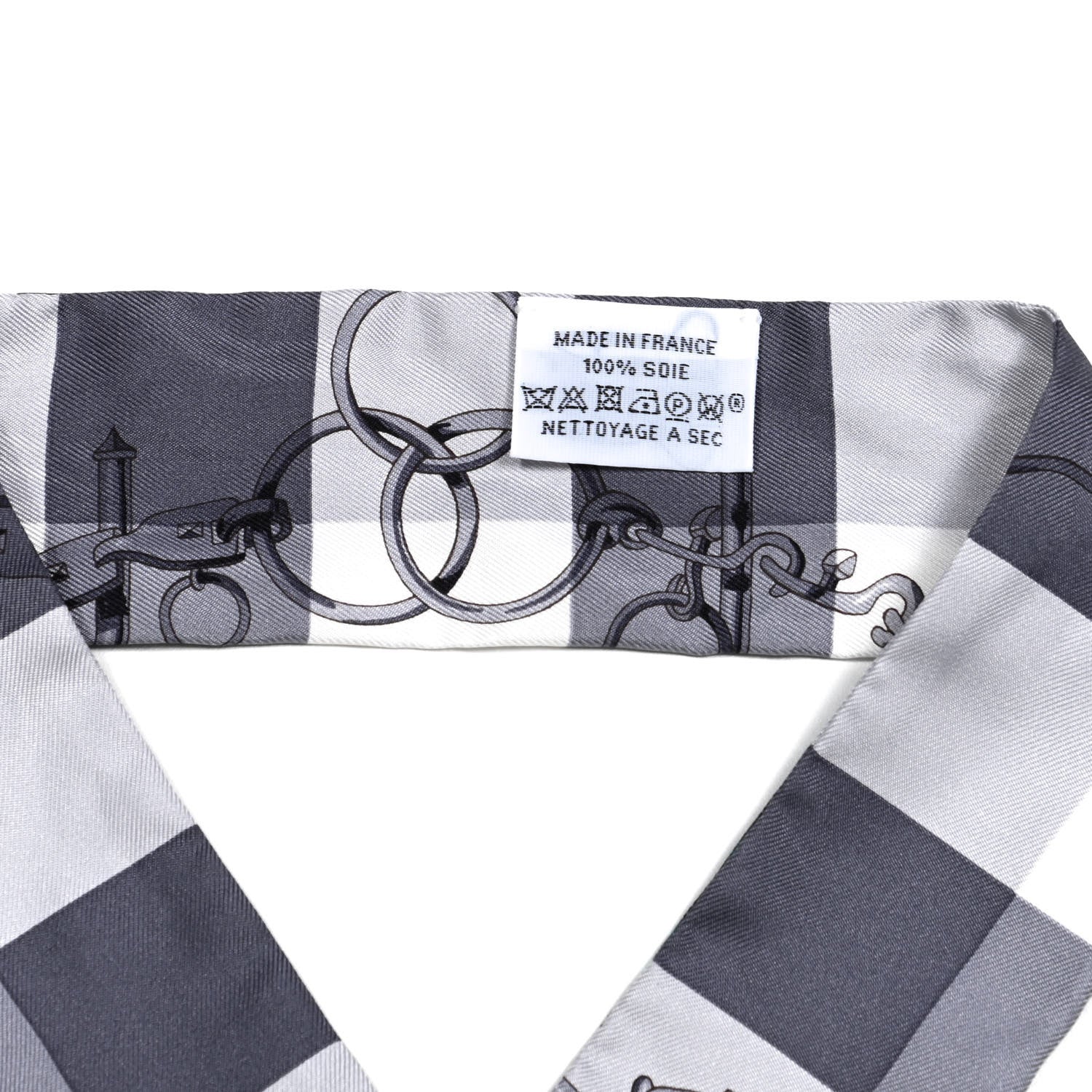 Hermes Silk Mors Et Gourmettes Vichy Twilly Anthracite Menthol White 4 of 4