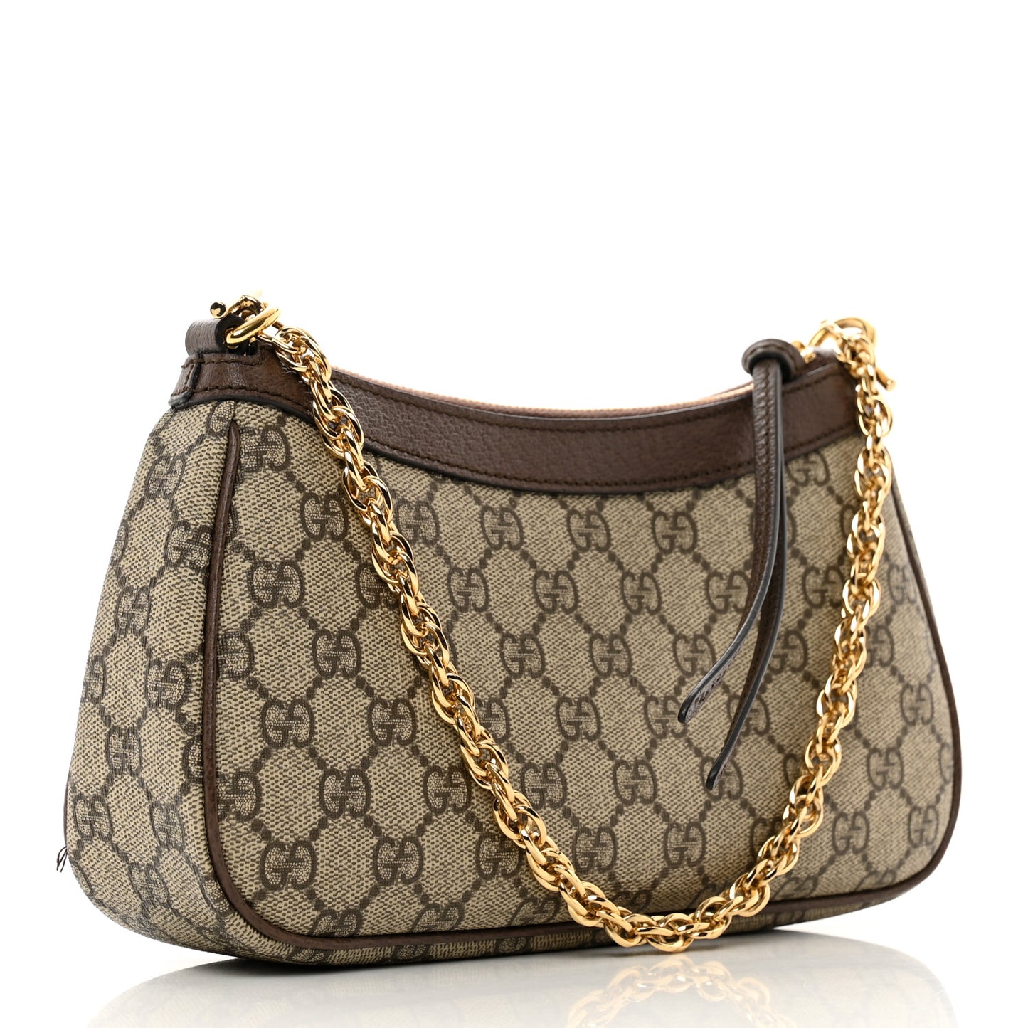 GG Supreme Monogram Textured Dollar Calfskin Web Small Ophidia GG Handbag Beige Ebony New Acero