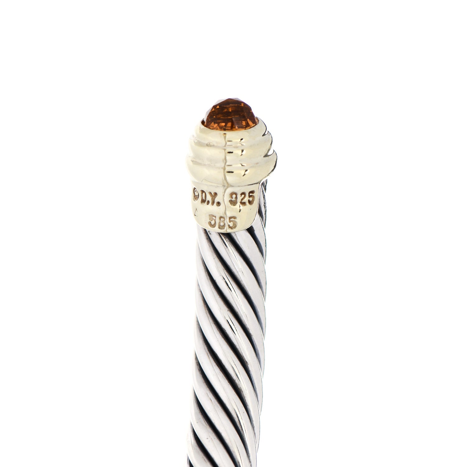 David Yurman Sterling Silver 14K Yellow Gold Citrine 5mm Cable Classics Petite Color Bracelet 3 of 3