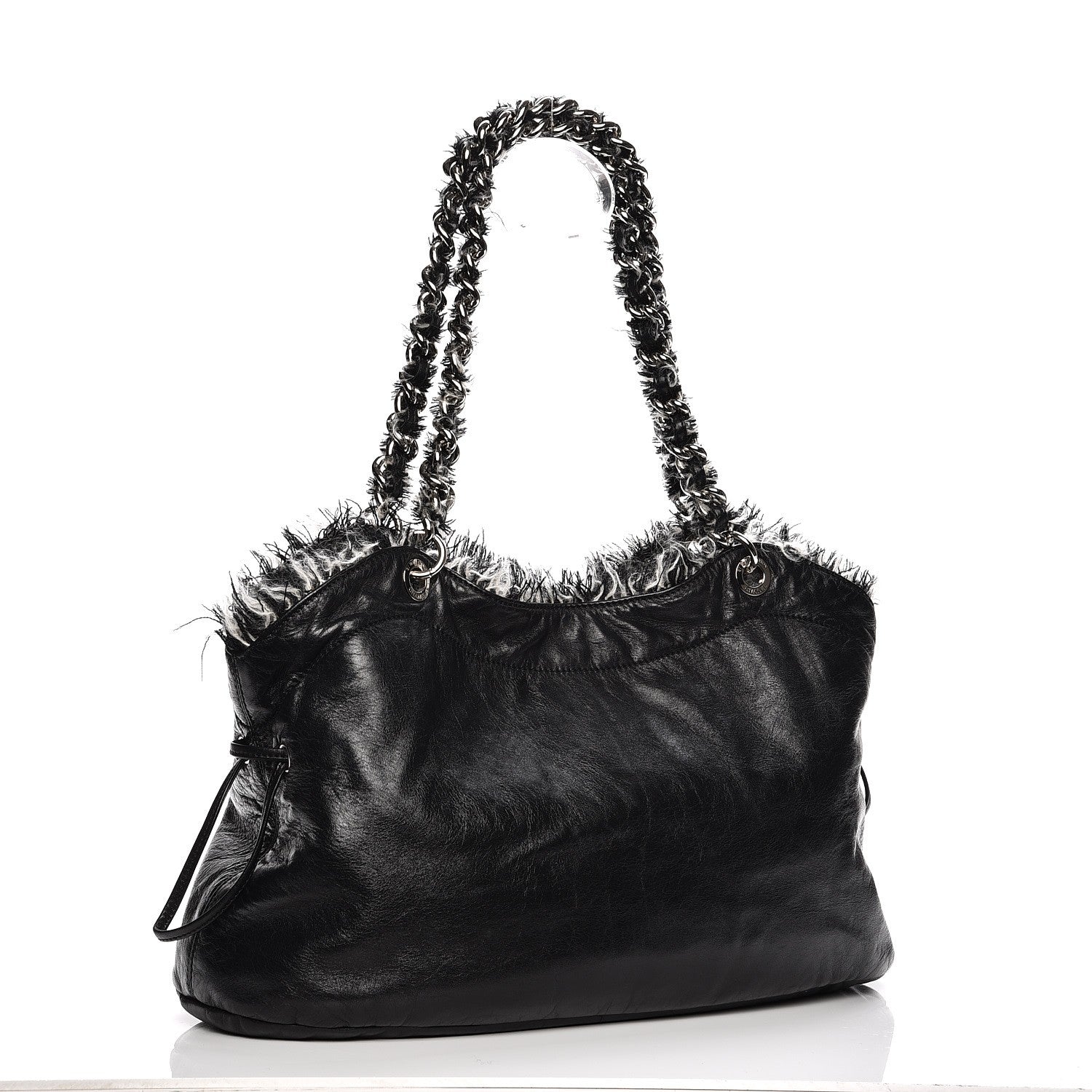 Chanel Tweed Lambskin Drawstring Tweedy Tote Black 3 of 9