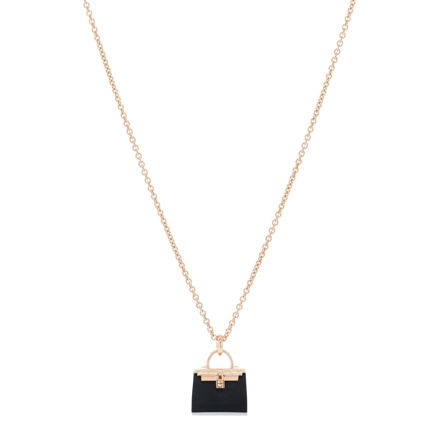 18K Rose Gold Black Jade Kelly Amulettes Pendant Necklace