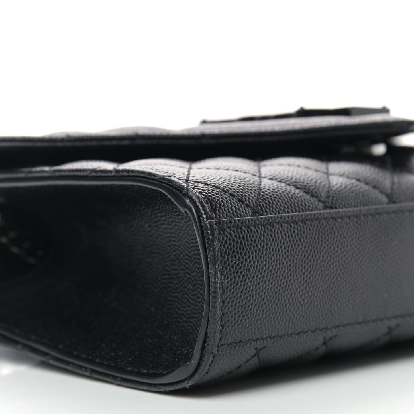 Grain De Poudre Textured Mixed Matelasse Triquilt Small Monogram Satchel Black