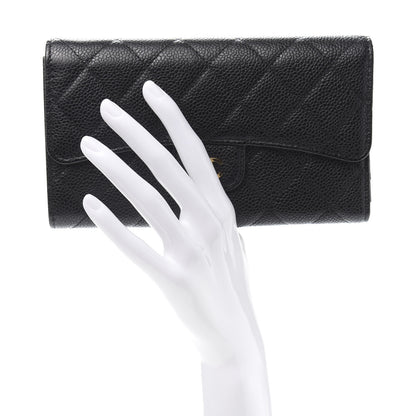 Chanel Caviar Quilted Long Flap Wallet Black 2 of 13