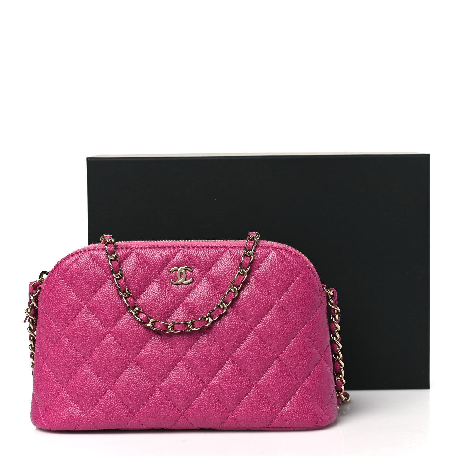 Chanel Caviar Quilted Classic Clutch With Chain Fuchsia 11 of 11