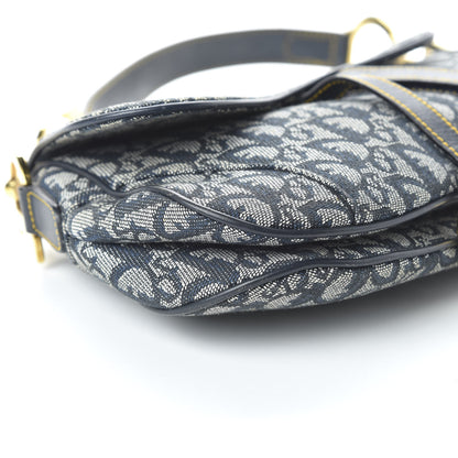 Christian Dior Monogram Double Saddle Bag Navy Blue 6 of 10