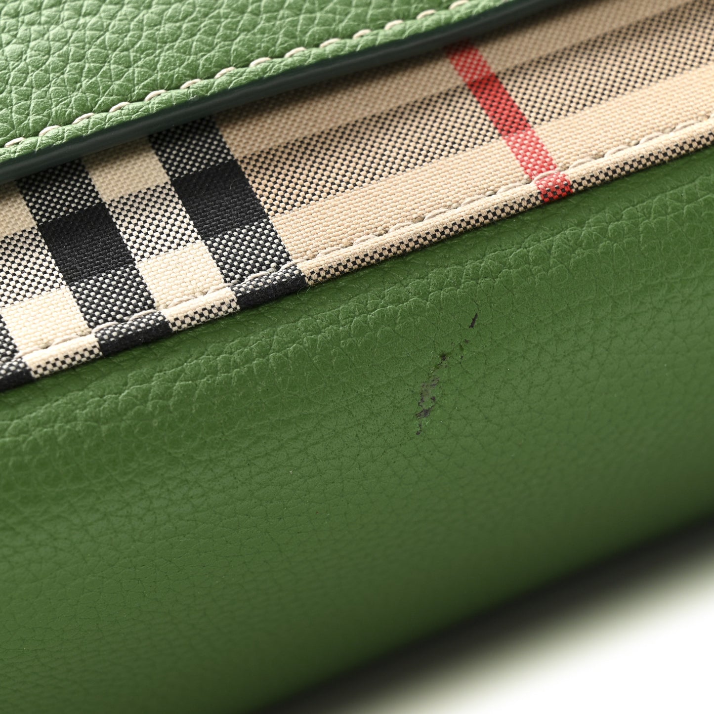 Grainy Calfskin Vintage Check Note Crossbody Bag Ivy Green