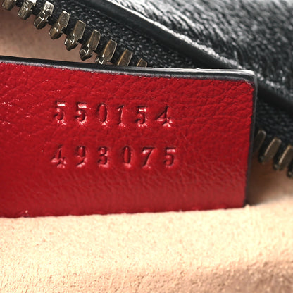 Gucci Vintage Effect Calfskin Matelasse Diagonal Mini Torchon GG Marmont Round Shoulder Bag Black Romantic Cherry 7 of 10
