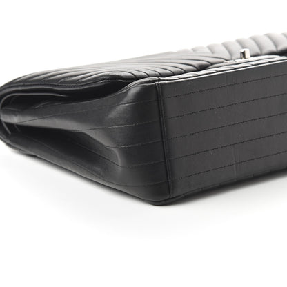 Chanel Lambskin Chevron Quilted Maxi Double Flap Black 8 of 13