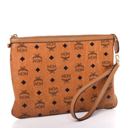 MCM Visetos Liz Shopper Tote Pouch Cognac 3 of 9