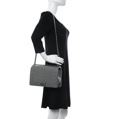 Chanel Lambskin Chevron Quilted New Medium Boy Flap Grey 2 of 10